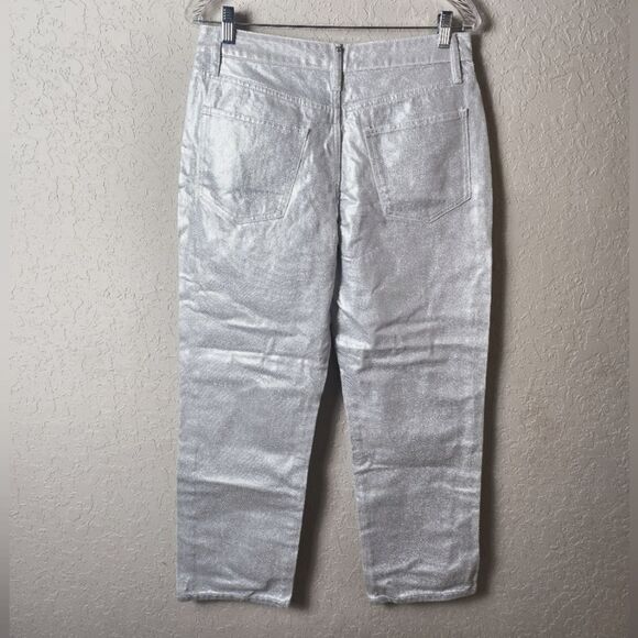 Rebecca Minkoff Silver Metallic High-Waisted Jeans NWOT - Picture 5 of 9